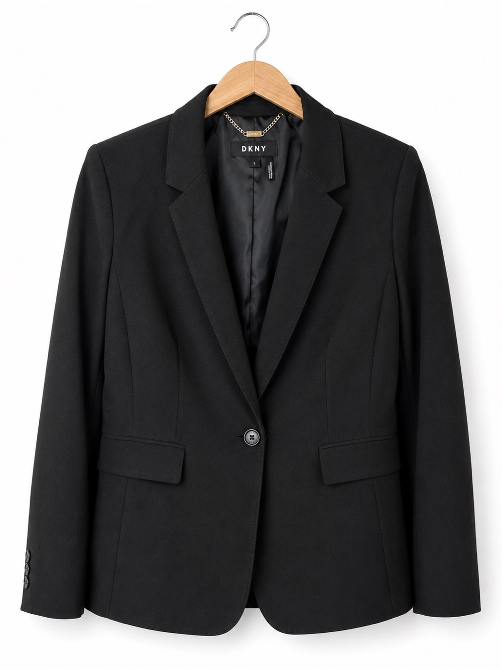 DKNY Black One Button Blazer Women’s Size 8 Tailored Career Office Business